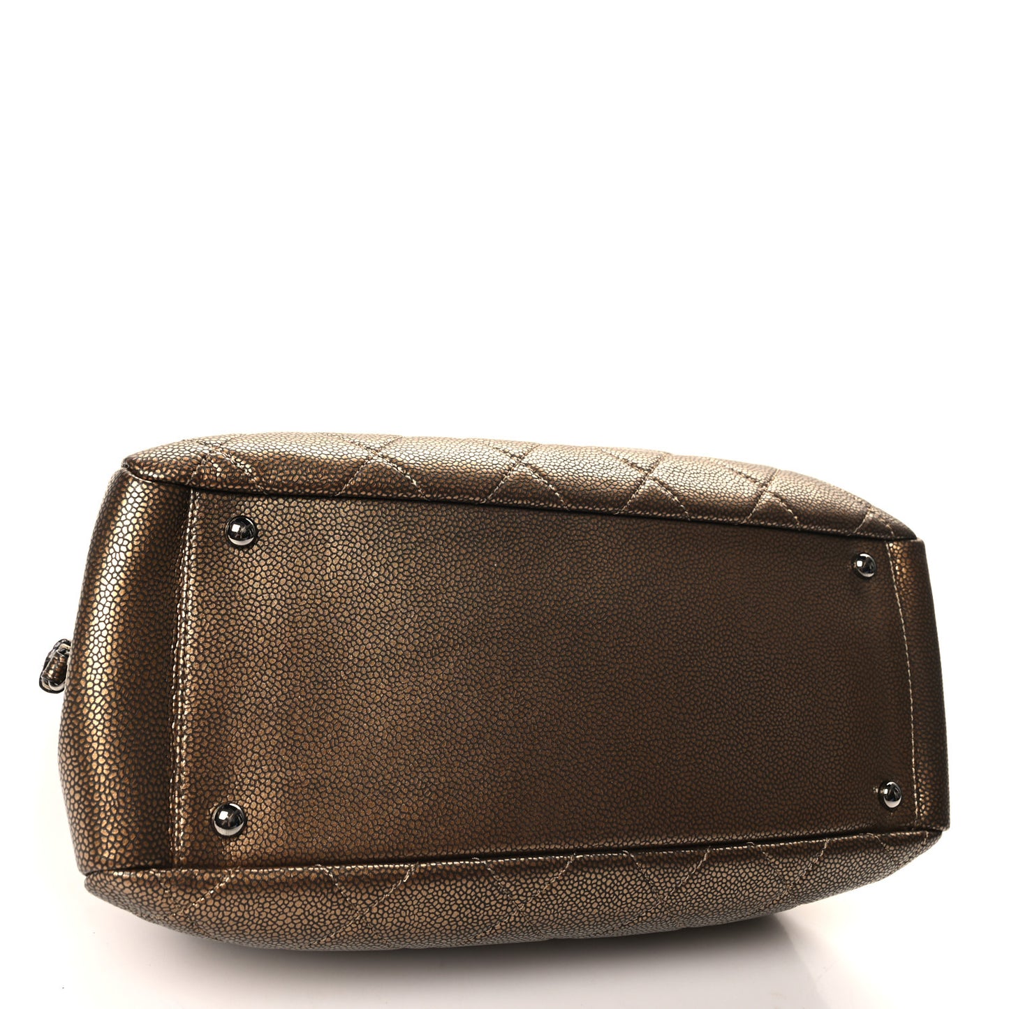 Metallic Caviar Timeless CC Shopping Tote Gold