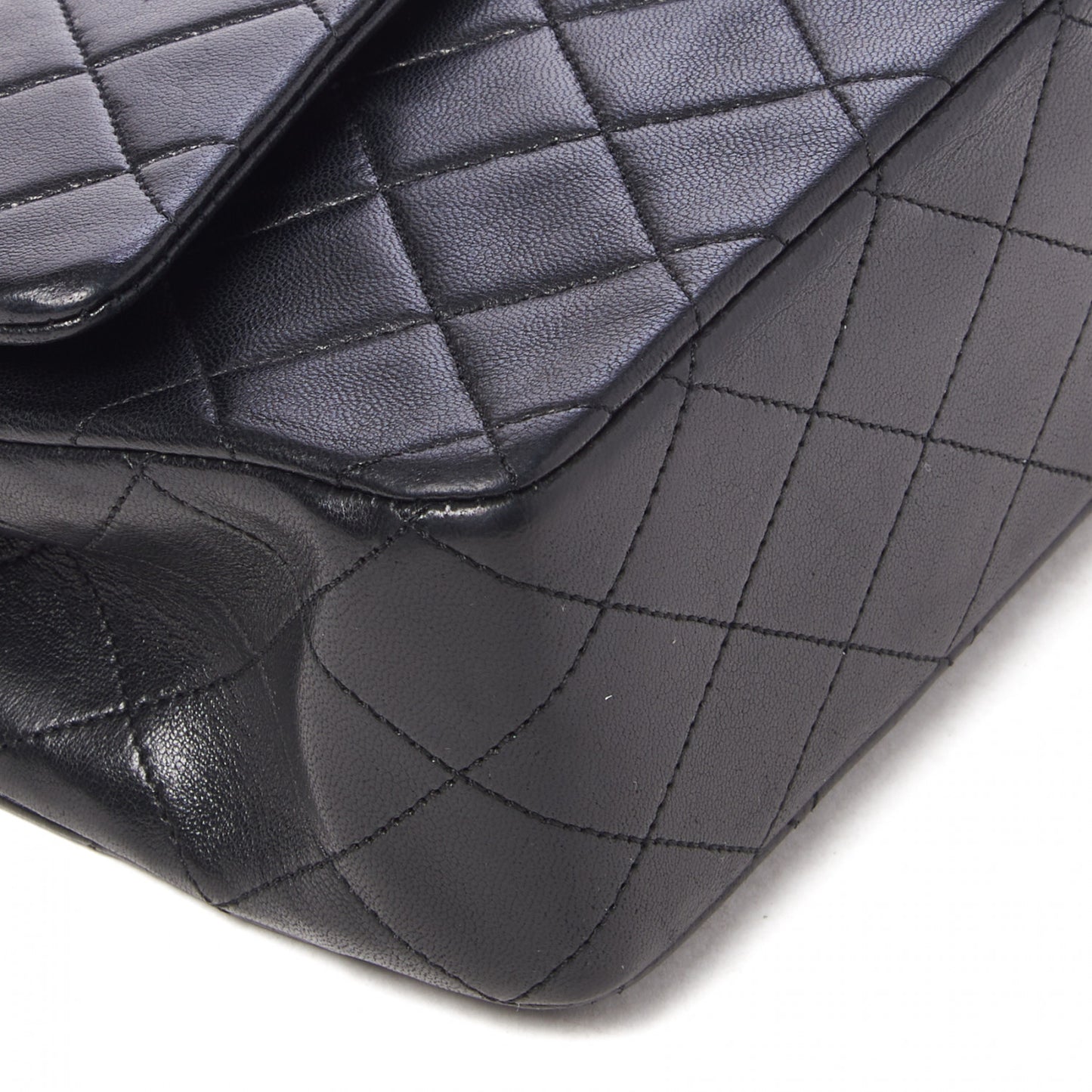 Lambskin Quilted Medium Double Flap Black