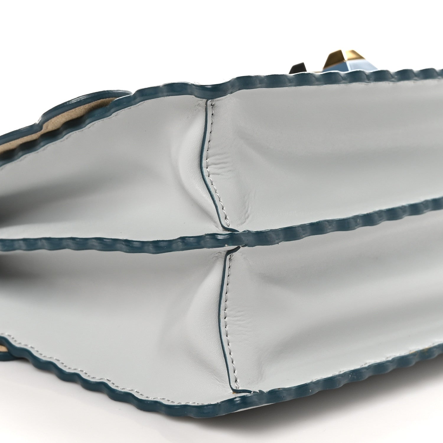 Fendi Vitello Liberty Scalloped Studded Kan I Shoulder Bag Grigio Perla 10 of 11