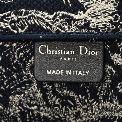 Christian Dior Canvas Embroidered Medium Toile De Jouy Reverse Book Tote Blue 6 of 9