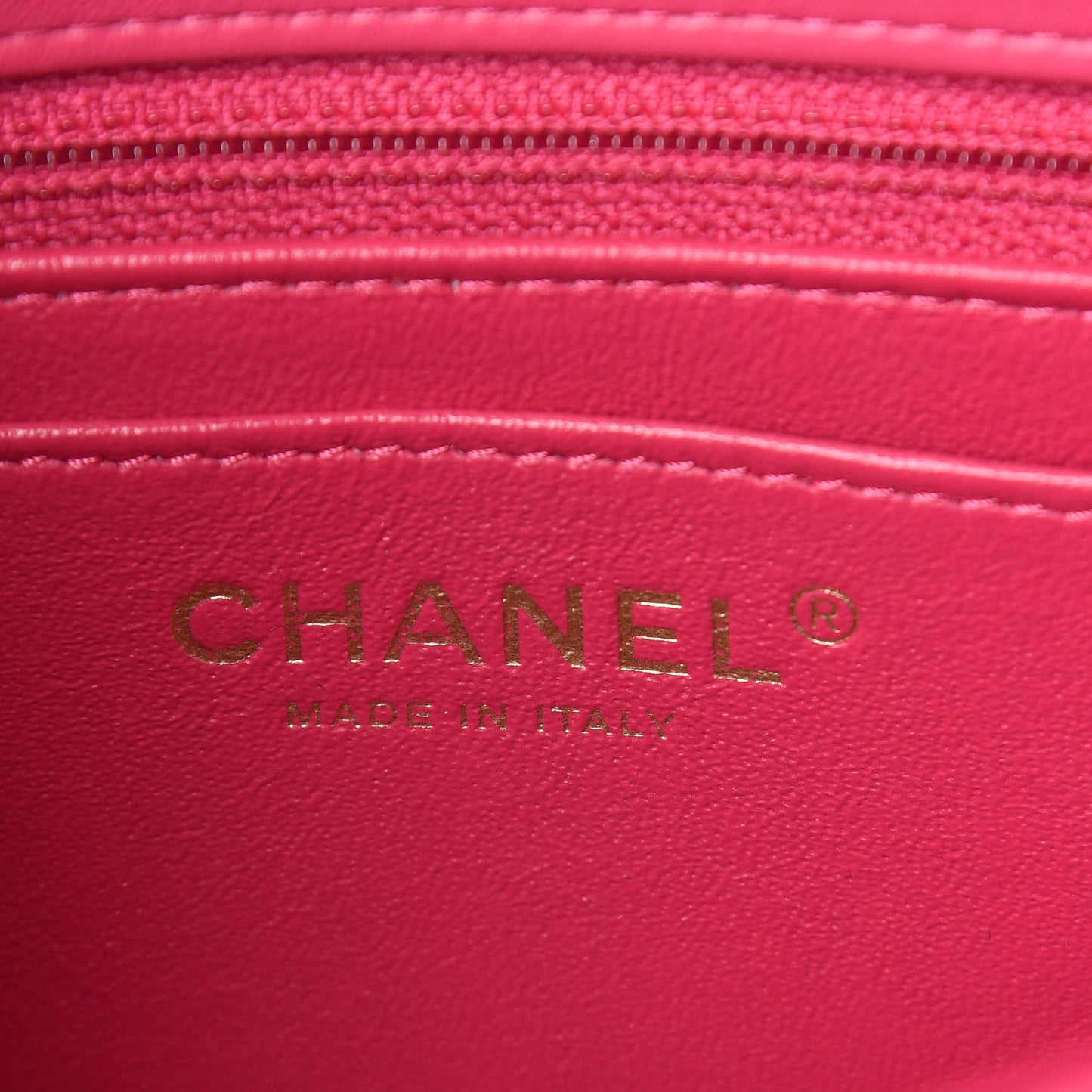 Lambskin Chevron Quilted Mini Rectangular Flap Fuchsia