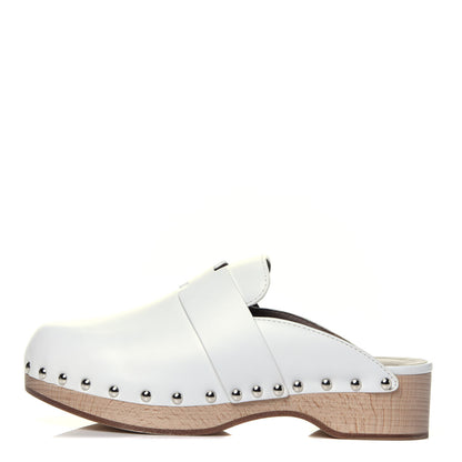 Hermes Calfskin Calya Mules 36 White 1 of 7