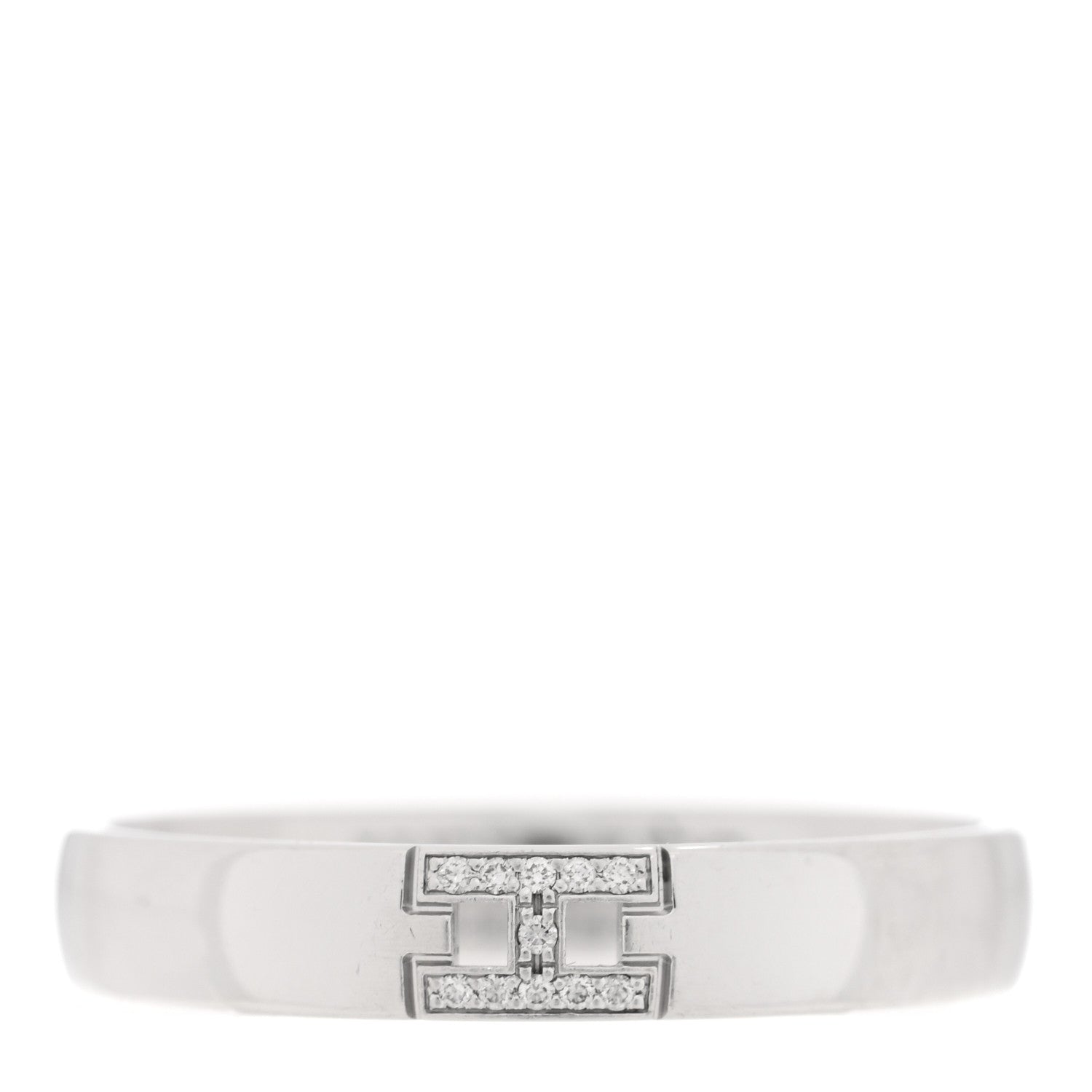 Hermes 18K White Gold Diamond Ever Herakles Wedding Band Ring 57 8 1 of 5