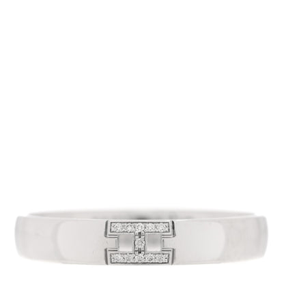 Hermes 18K White Gold Diamond Ever Herakles Wedding Band Ring 57 8 1 of 5