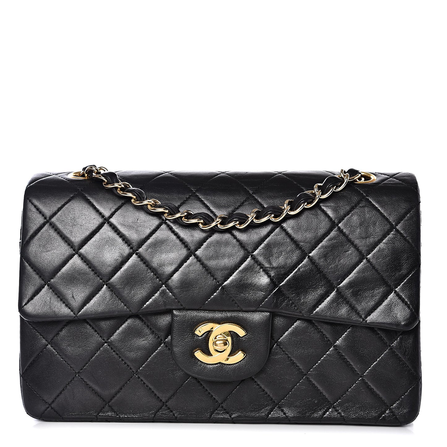 Lambskin Quilted Small Double Flap Black