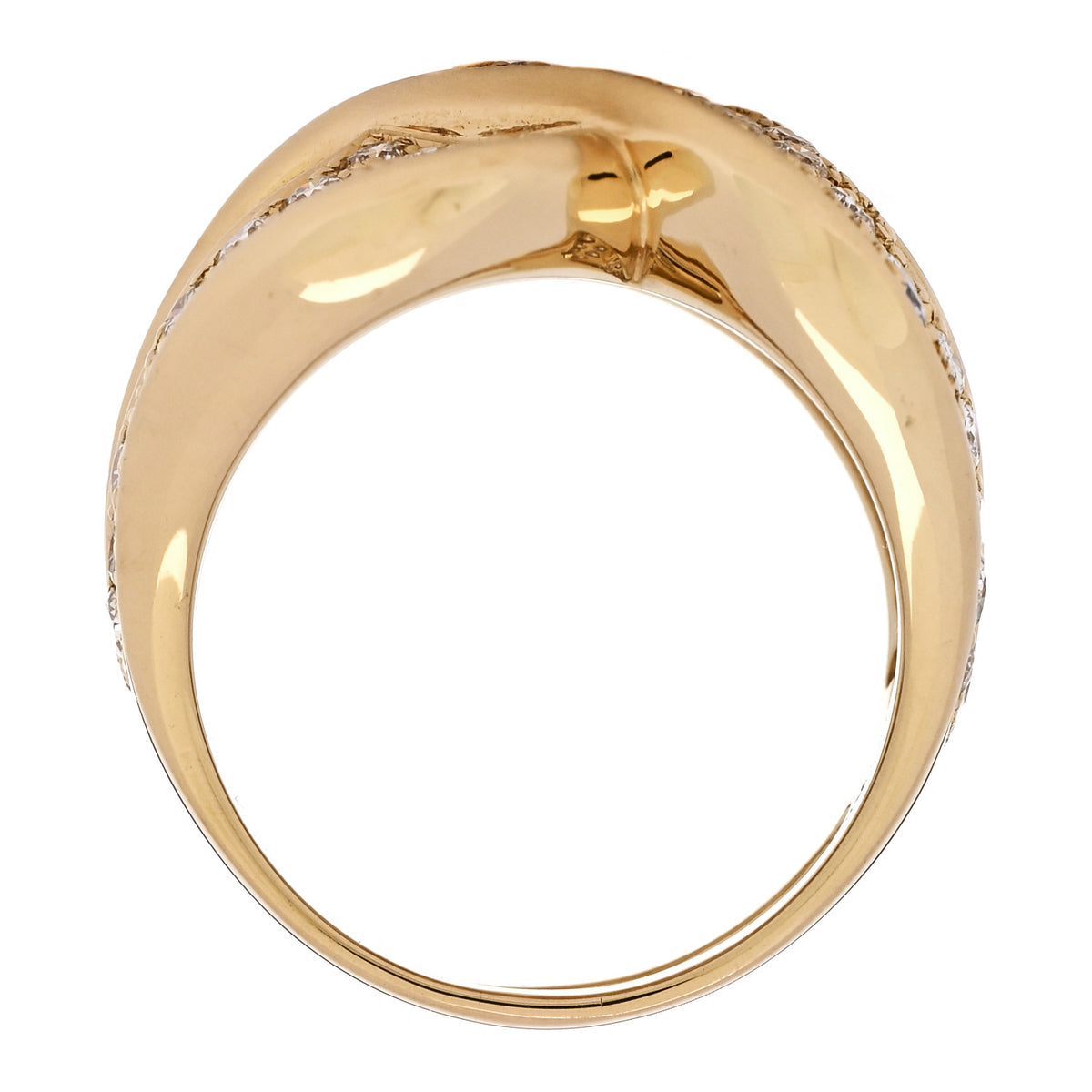 18K Yellow Gold Diamond 3.00ctw Crossover Ring 56 7.5