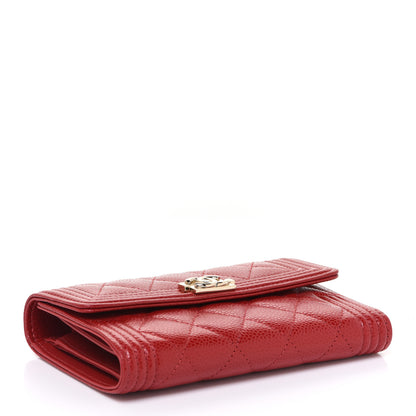 Chanel Caviar Quilted Medium Boy Flap Wallet Red 4 of 9