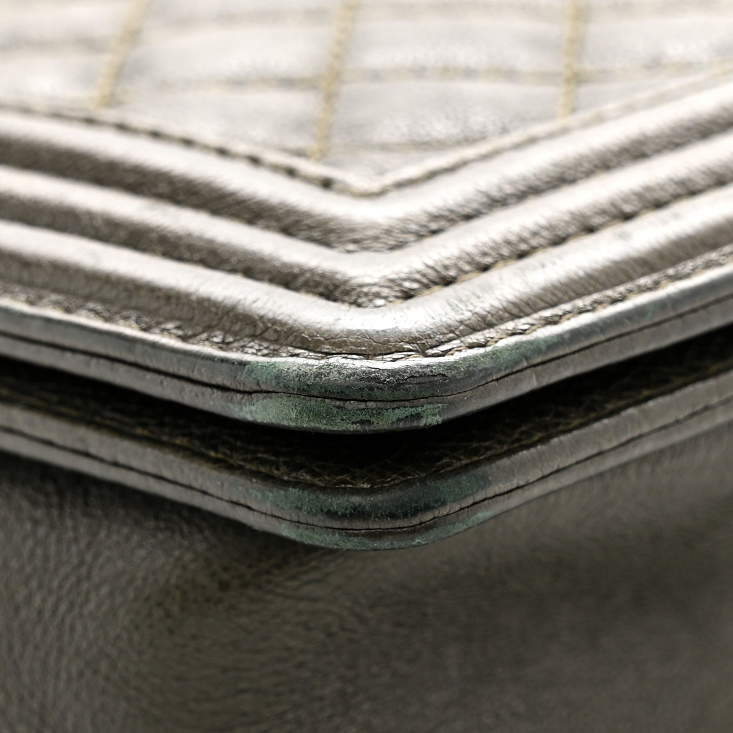Calfskin Quilted Large Boy Flap Green