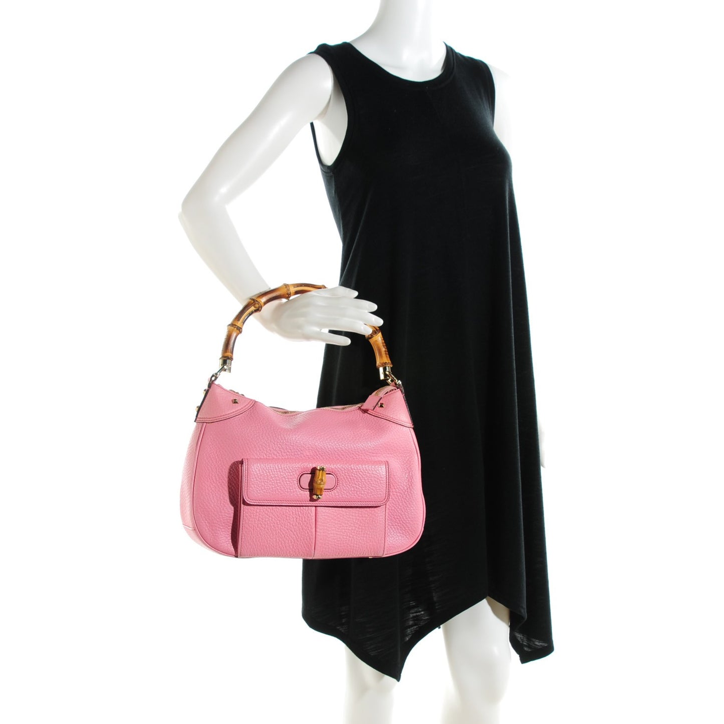 Calfskin Bamboo Top Handle Bag Pink