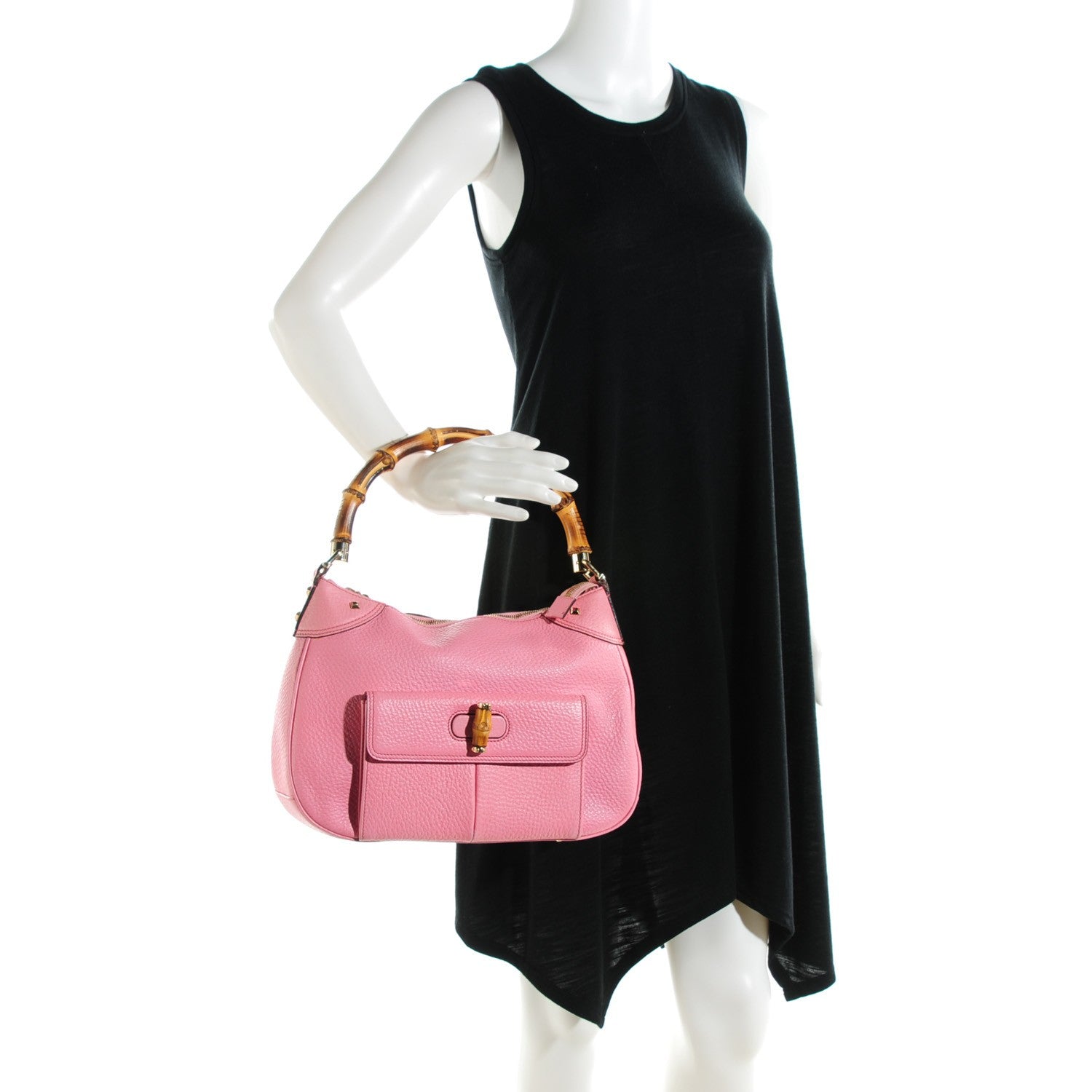 Gucci Calfskin Bamboo Top Handle Bag Pink 2 of 7