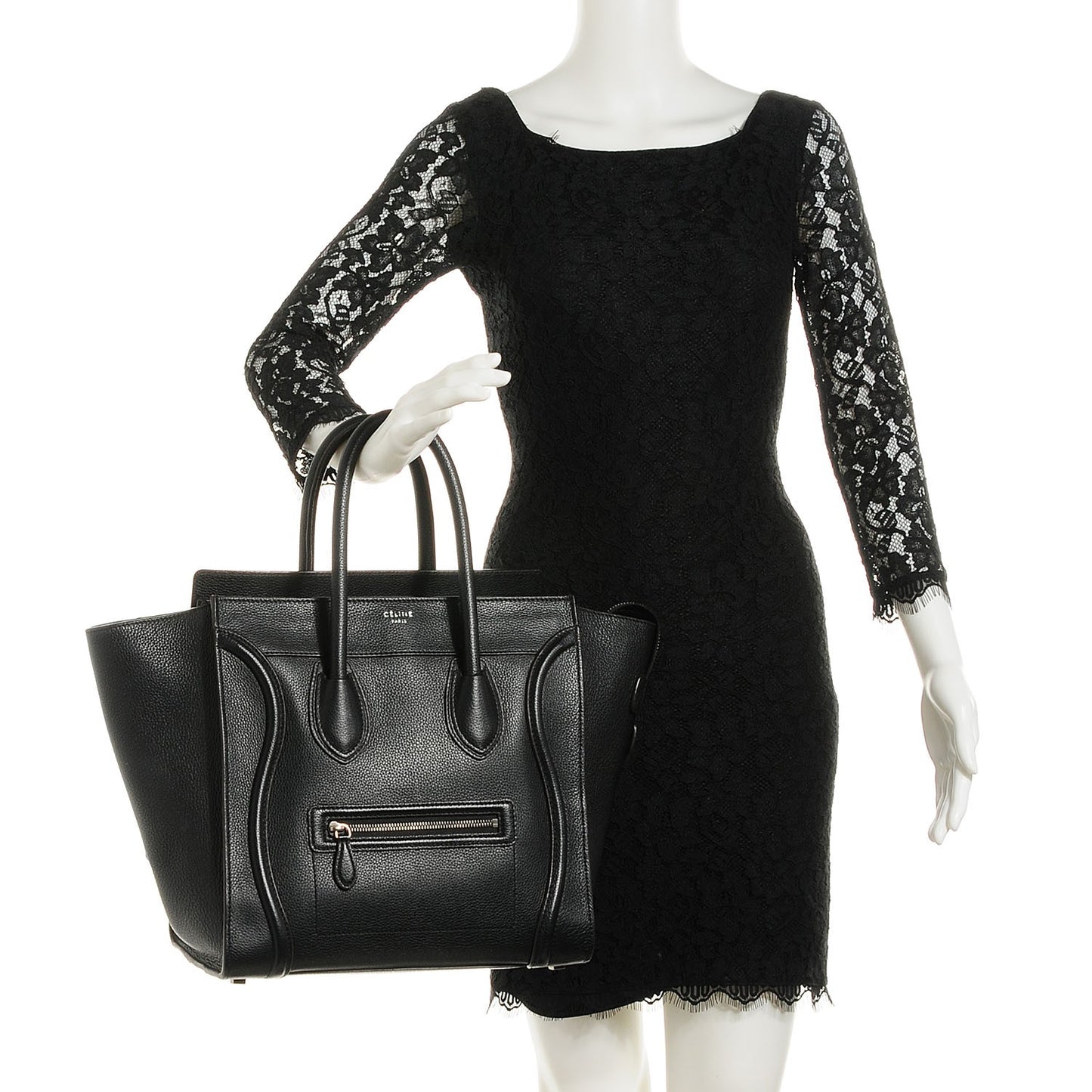 Drummed Calfskin Mini Luggage Black