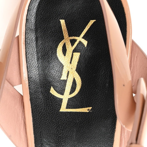 Saint Laurent Patent Tribute 105 Platform Sandals 39 Nude 9 of 11