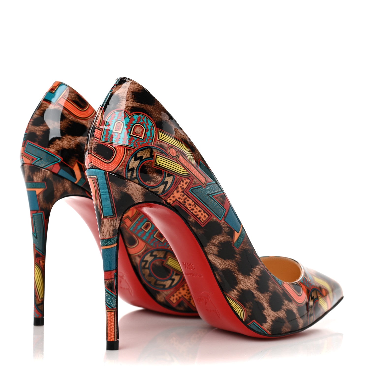 Christian Louboutin Patent Leopard Logo Print Pigalle Follies 100 Pumps 36.5 Multi 4 of 8