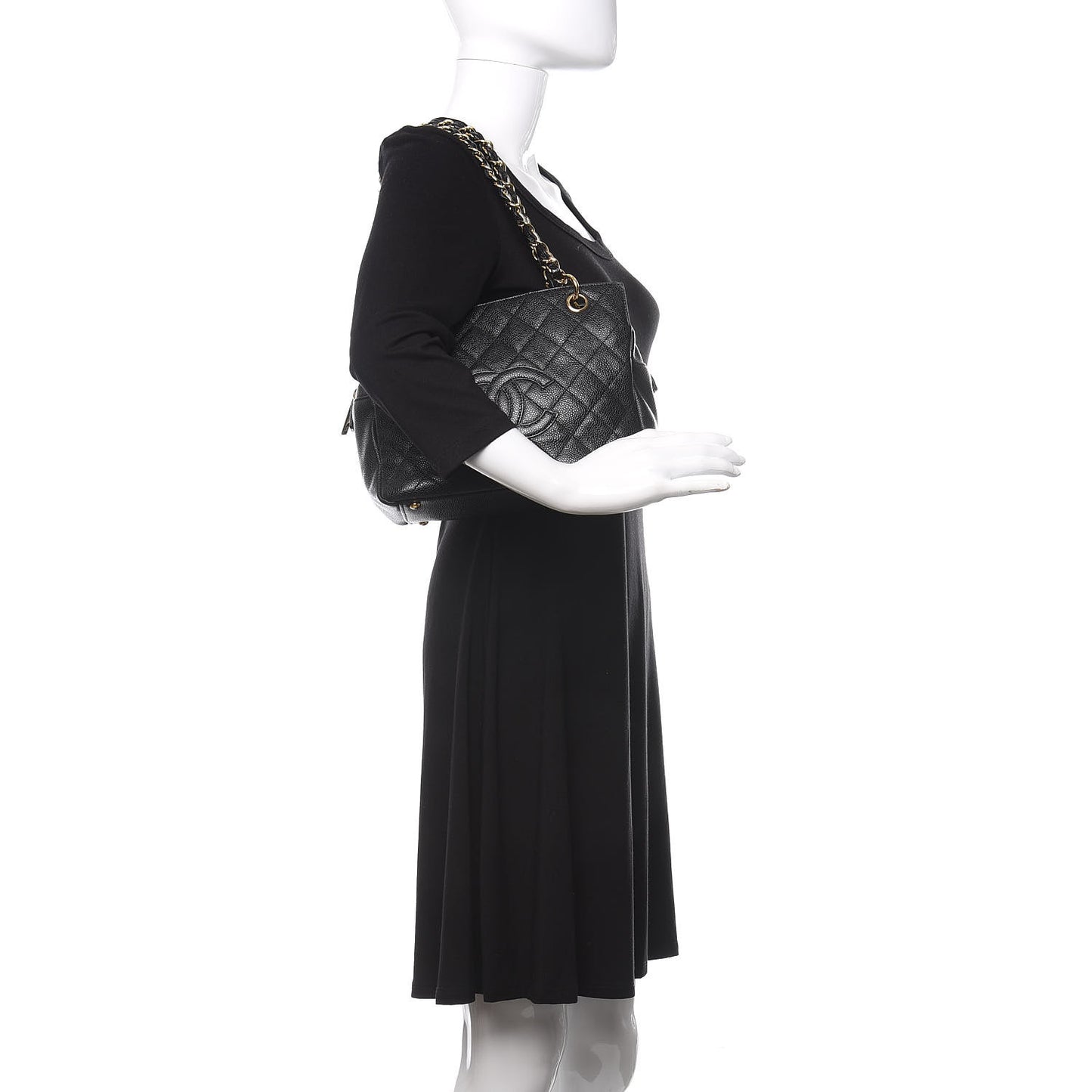 Caviar Quilted Petit Timeless Tote PTT Black