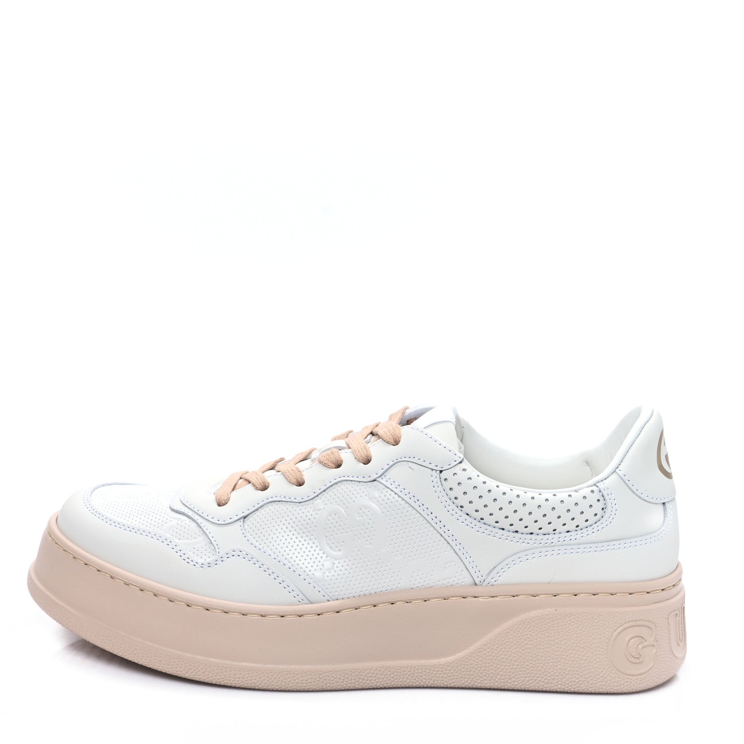 Gucci Calfskin GG Tennis Embossed Womens Platform 55mm Sneakers 40 White 1 of 10