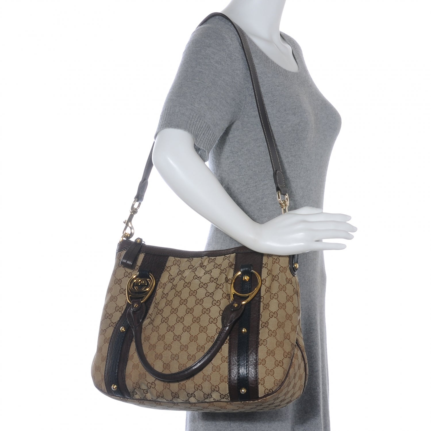 Gucci Monogram Interlocking G Tote Dark Brown 2 of 7