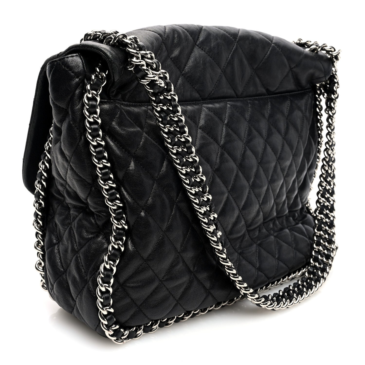 Chanel Washed Lambskin Quilted Maxi Chain Around Flap Black 3 of 10