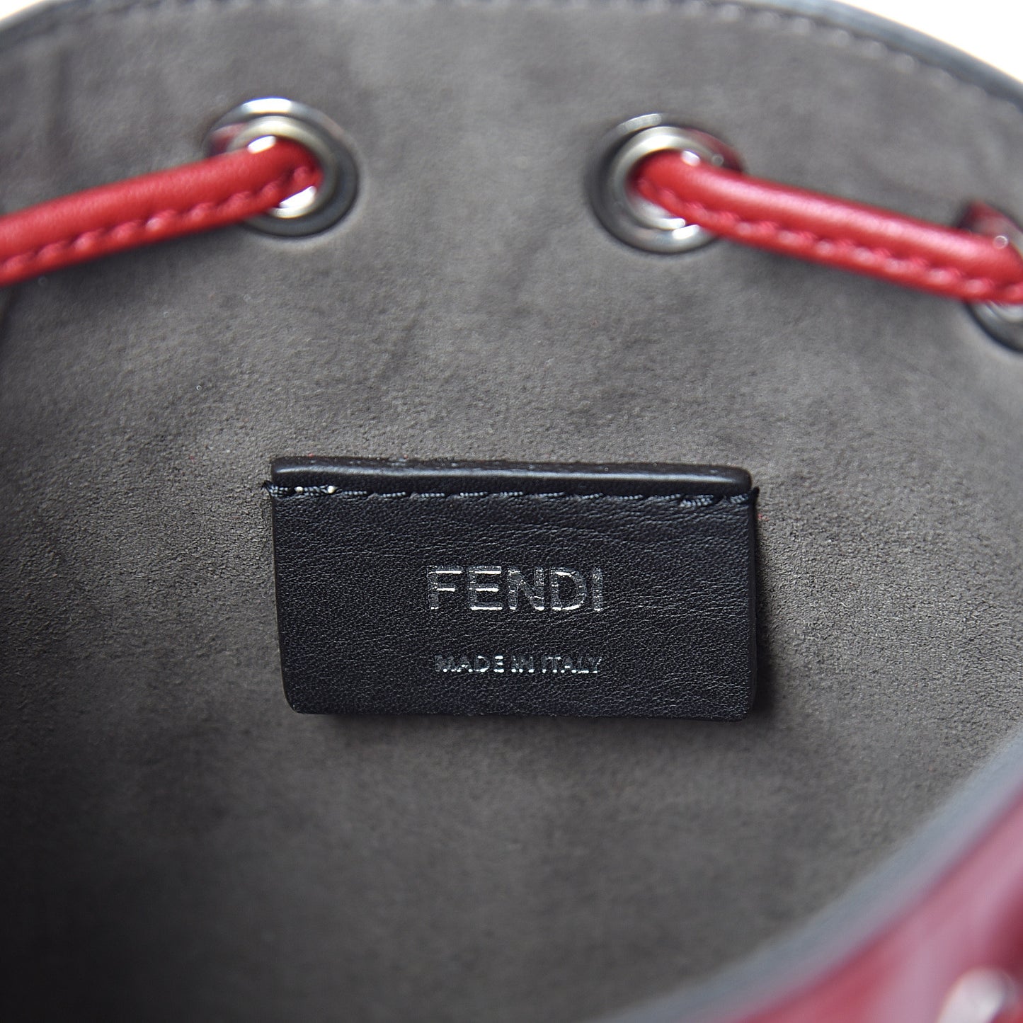 Vitello Liberty F is Fendi FF 1974 Embossed Mini Mon Tresor Bucket Bag Fragola