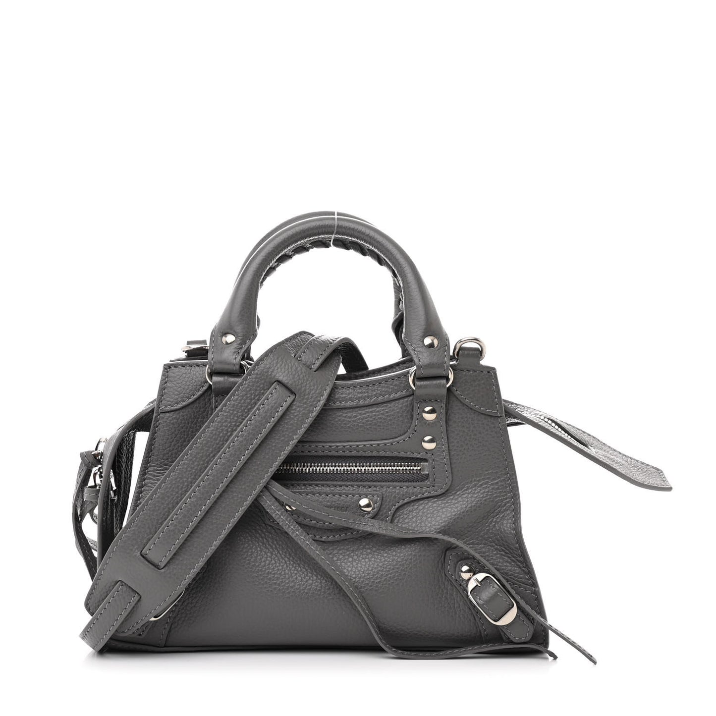 Grained Calfskin Neo Classic Silver Hardware Mini City Dark Grey