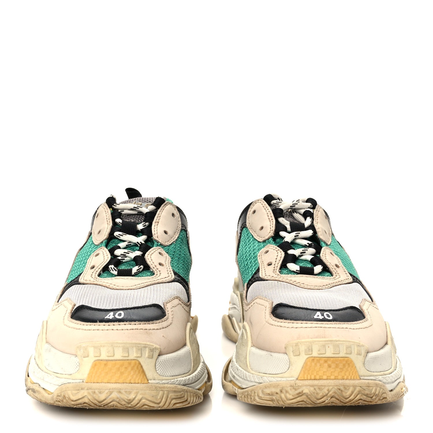 Balenciaga Fabric Mesh Womens Triple S Sneakers 40 Jaune Beige