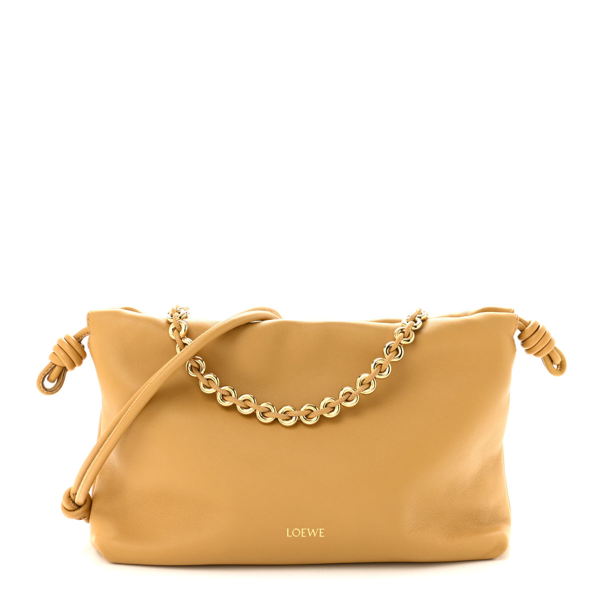 Mellow Nappa Donut Medium Chain Flamenco Knot Clutch Sahara