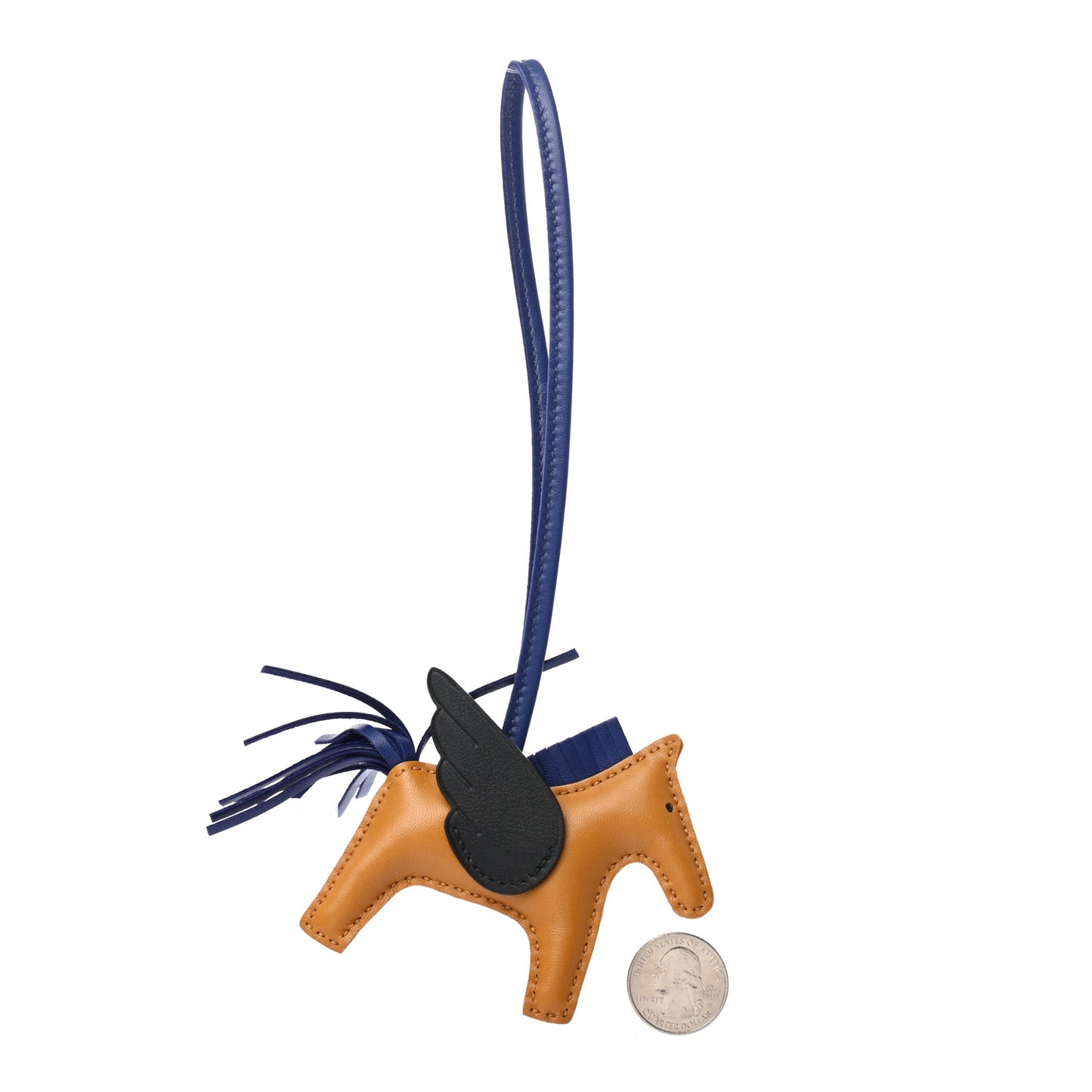 Milo Lambskin Grigri Rodeo Pegase Horse Bag Charm PM Sesame Black Bleu Saphir