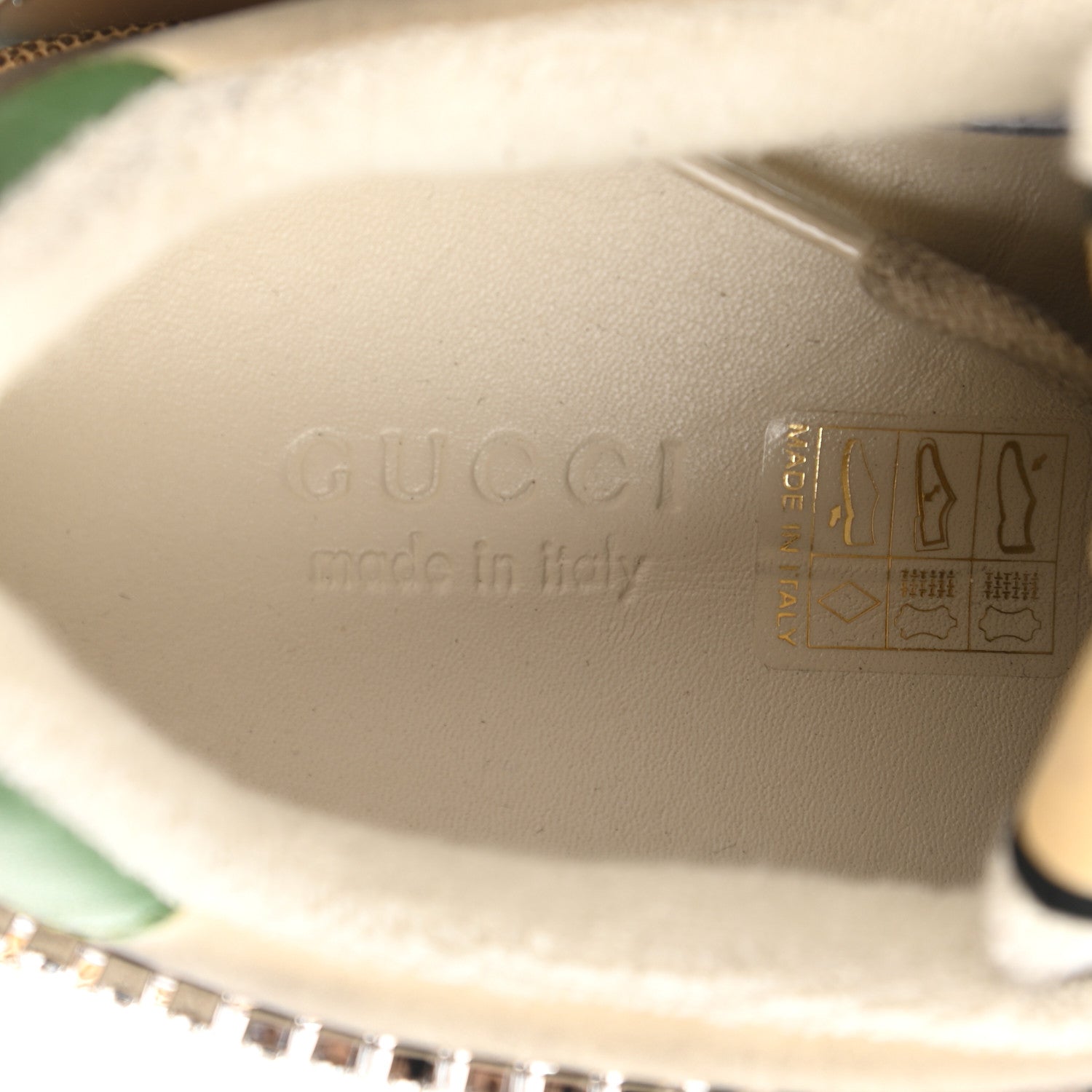 Gucci Nubuck Calfskin Web Removable Crystals Mens Screener Sneakers 37.5 Dusty Milk New Mystic White 7 of 8
