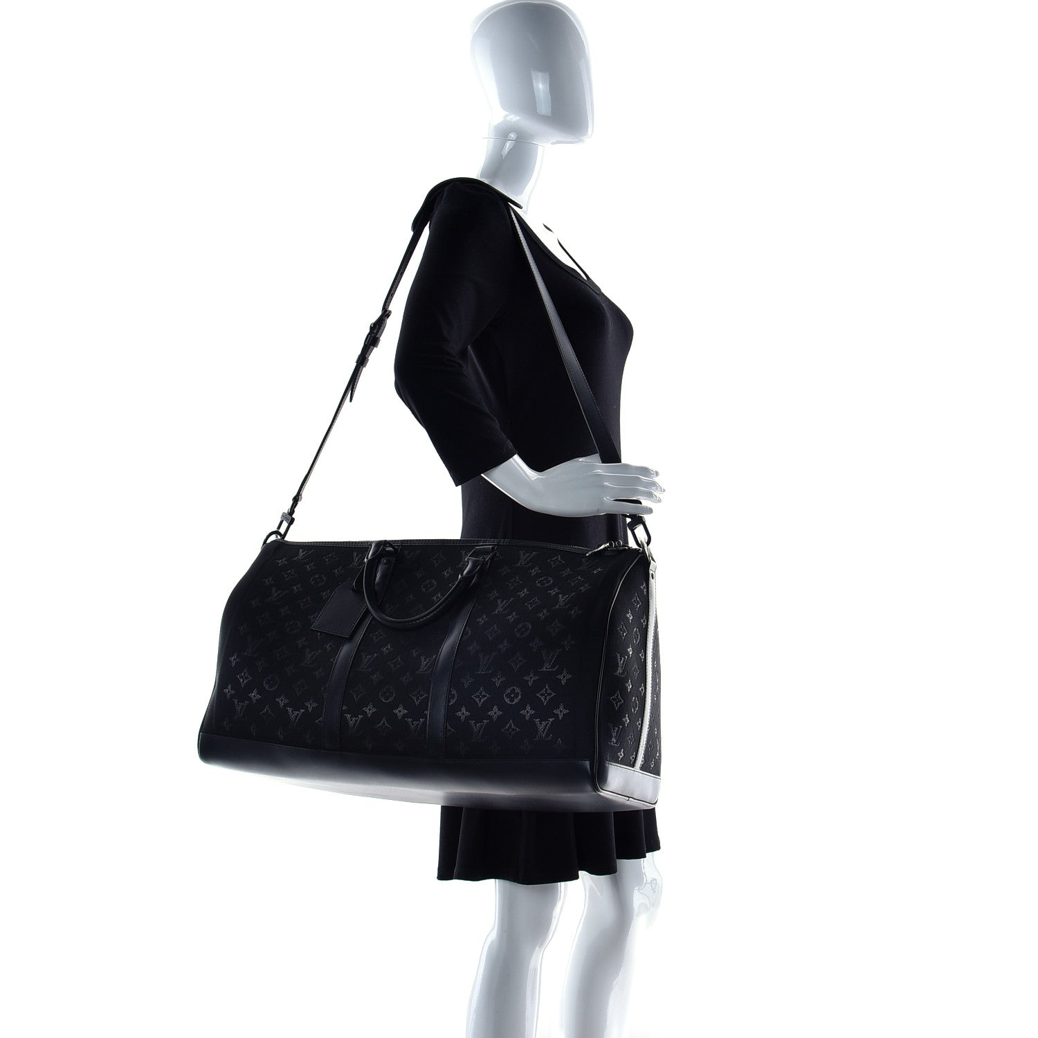 Louis Vuitton Jacquard Monogram Light Up Keepall Bandouliere 50 Black 3 of 28