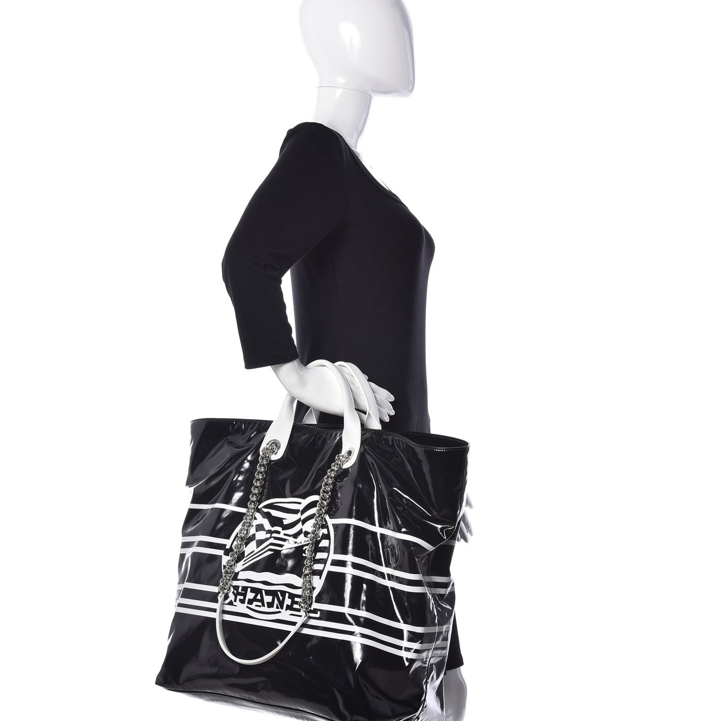 Vinyl Large La Pausa Bay Shopping Bag Black