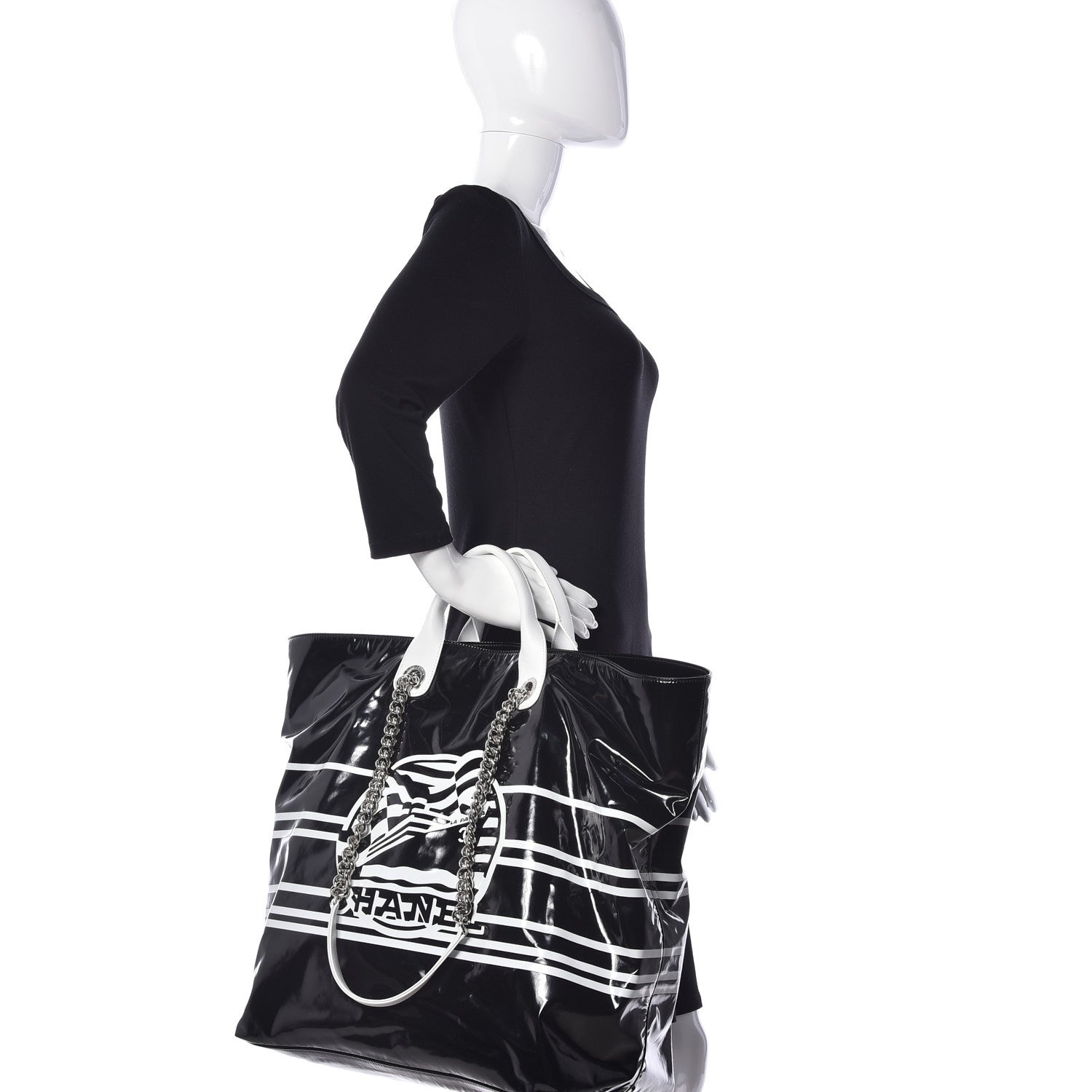 Chanel Vinyl Large La Pausa Bay Shopping Bag Black 2 of 25