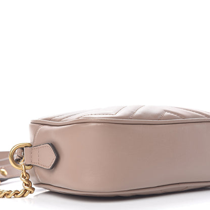 Gucci Calfskin Matelasse Mini GG Marmont Chain Shoulder Bag Porcelain Rose 8 of 10