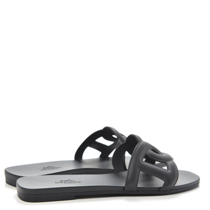 Hermes Rubber Aloha Sandals 36 Black 4 of 8