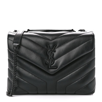 Saint Laurent Calfskin Y Quilted Monogram Monochrome Small Loulou Chain Satchel Black 1 of 12