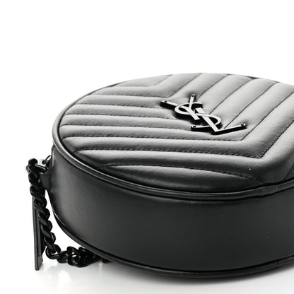 Saint Laurent Calfskin Matelasse Chevron Round Vinyle Camera Bag Black 9 of 10