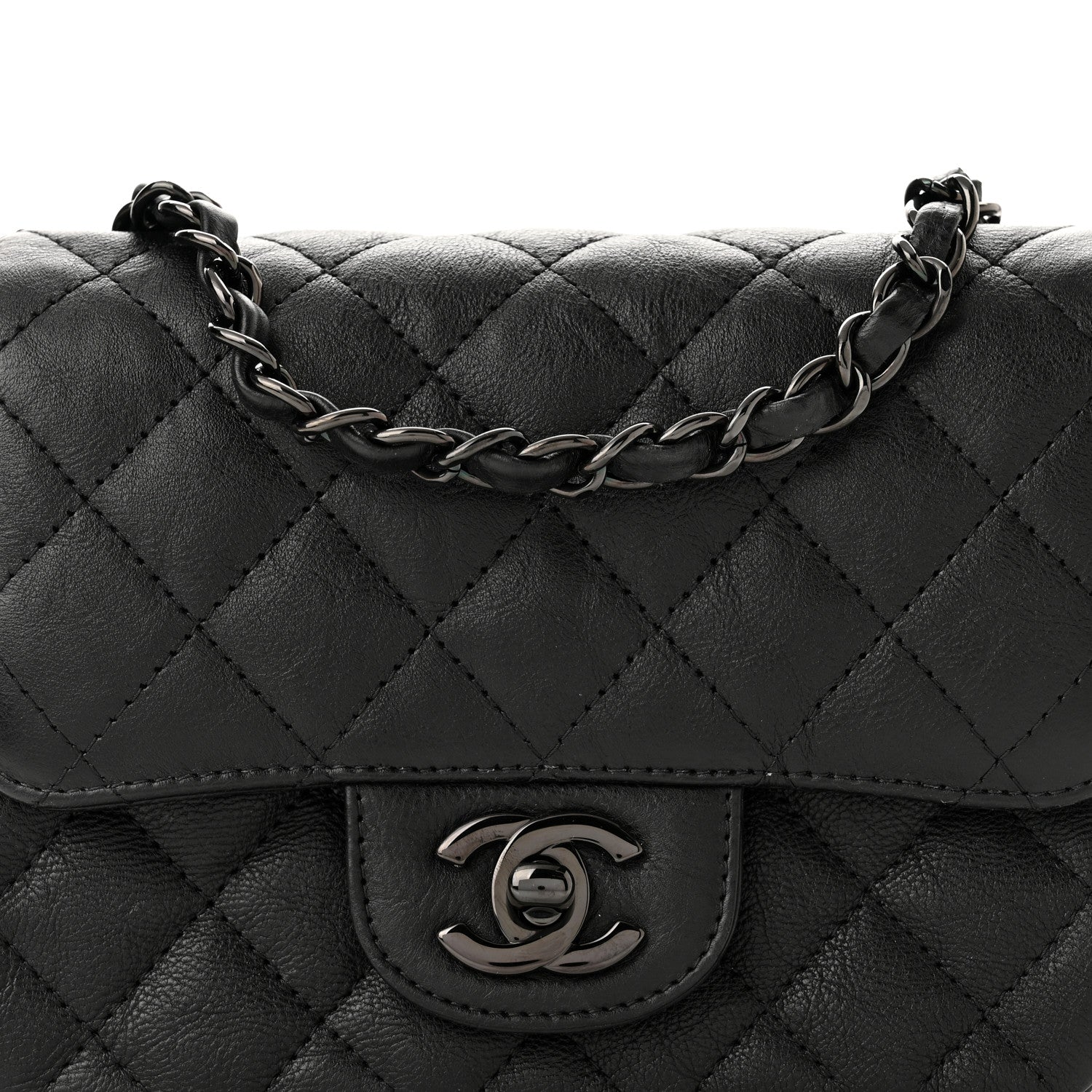 Chanel Crumpled Calfskin Quilted Mini Square Flap So Black 8 of 10