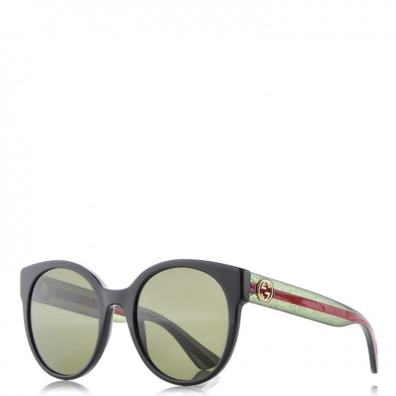 Gucci Acetate Round Web Sunglasses GG 0035S Black 1 of 7