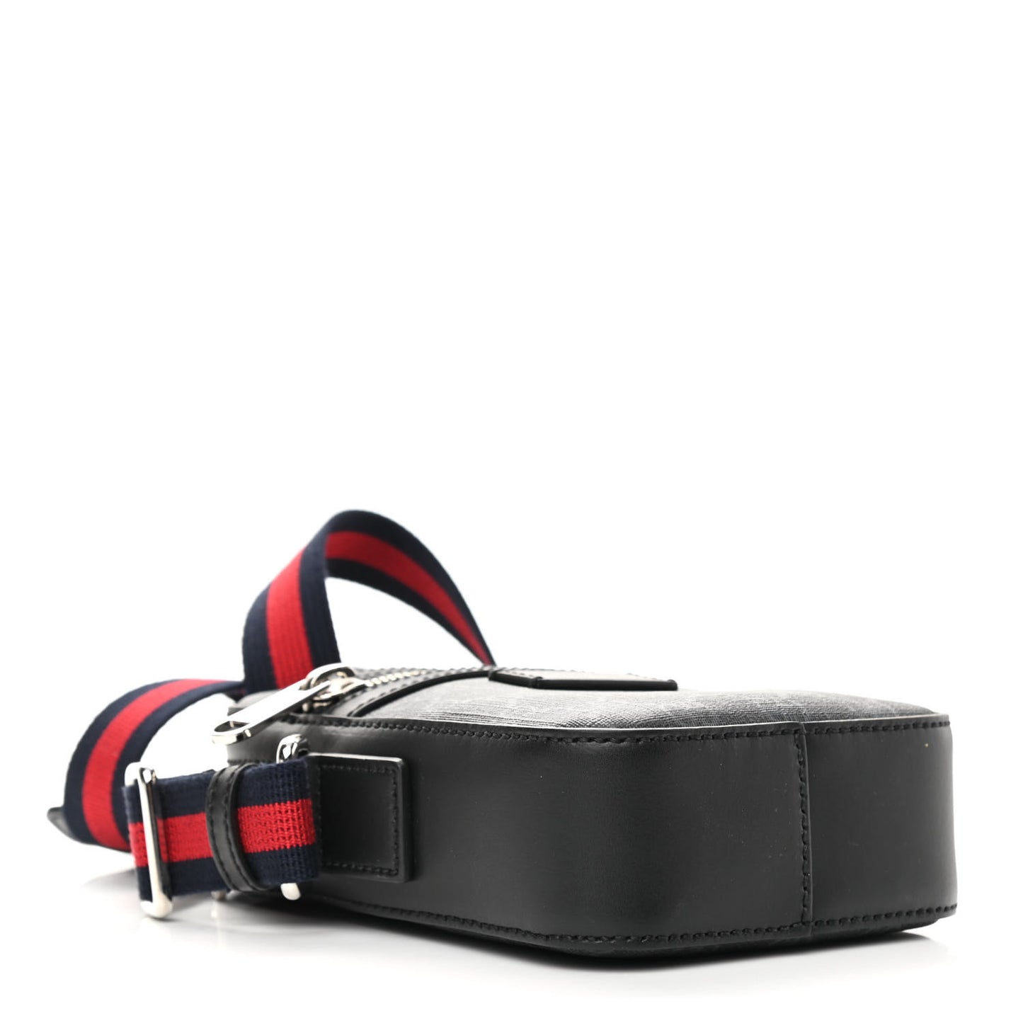 GG Supreme Monogram Appia Calfskin Web Small Camera Messenger Bag Black Grey