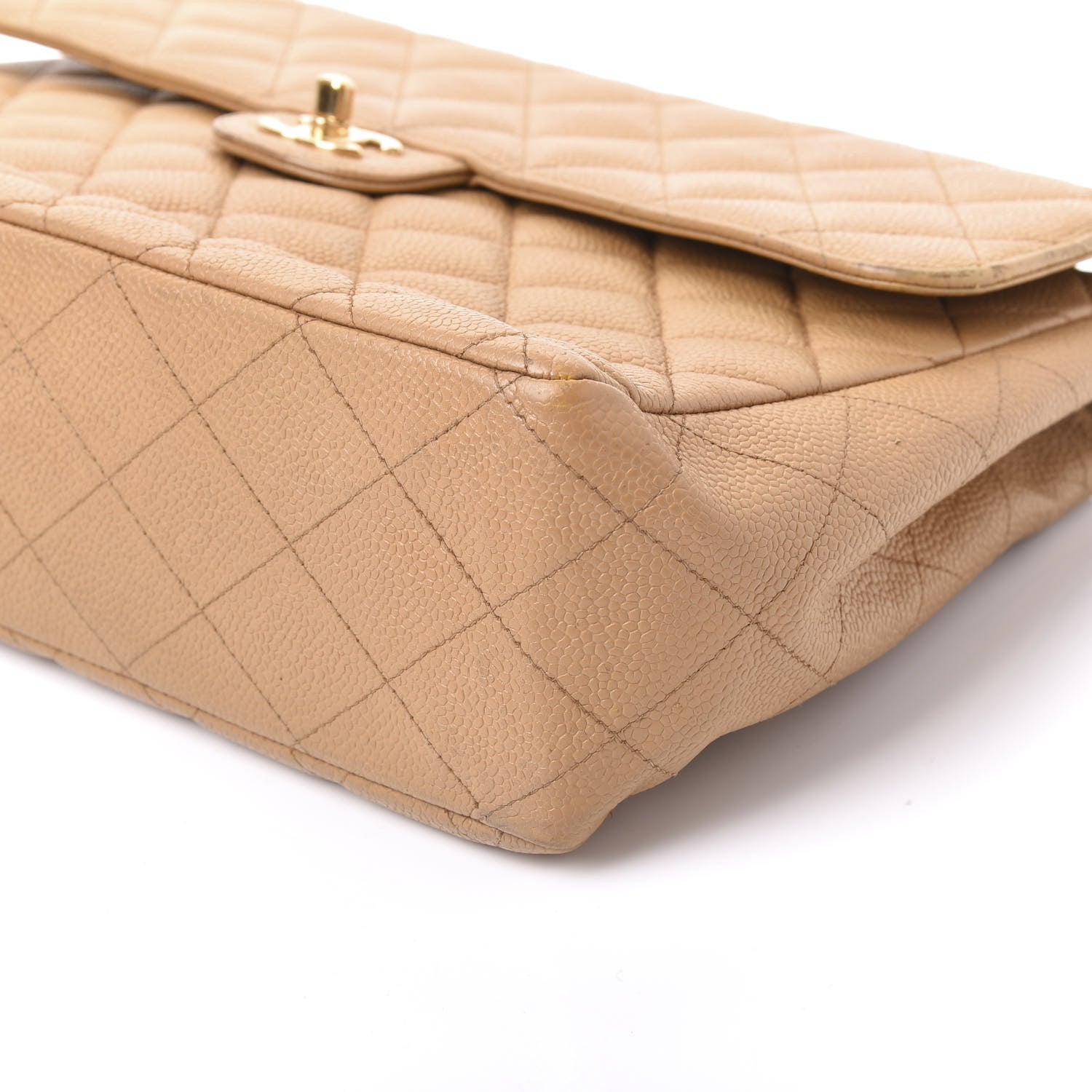 Chanel Caviar Quilted Jumbo Single Flap Beige 6 of 10