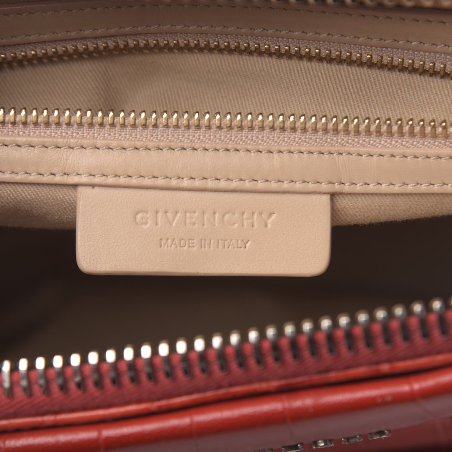 Givenchy Calfskin Crocodile Embossed Medium Antigona Red 6 of 17