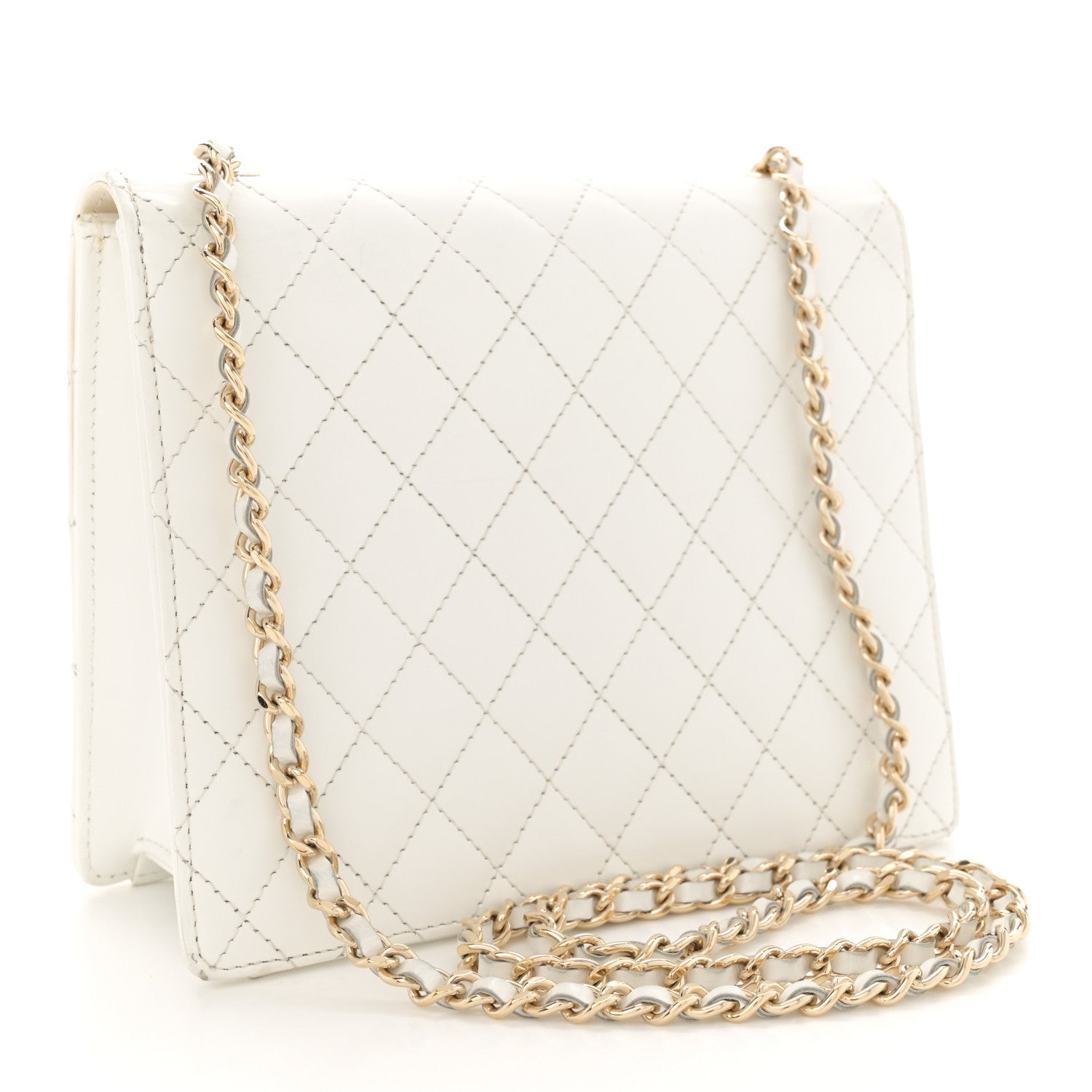 Chanel Glazed Calfskin Stitched Mini Square Flap White 3 of 14