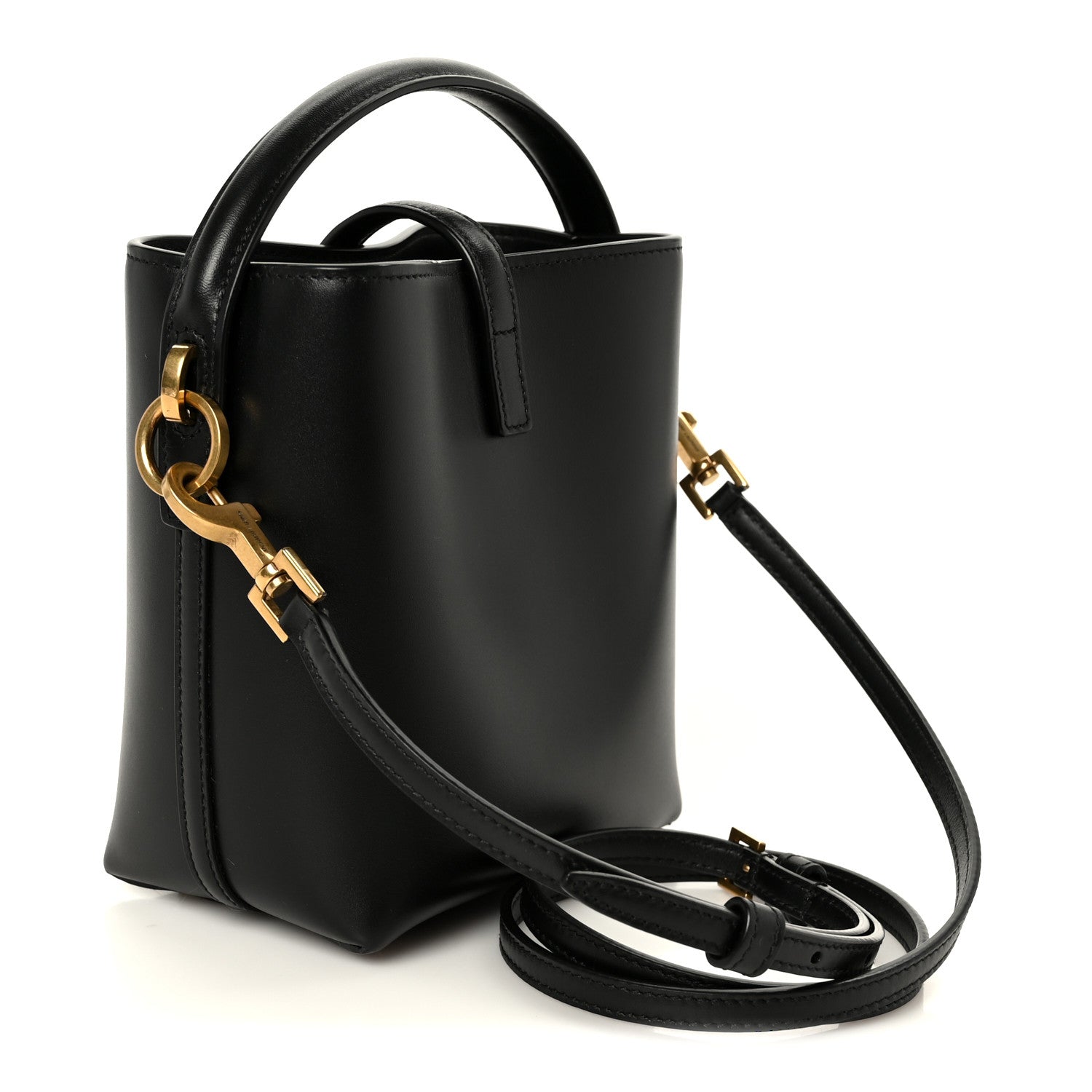 Saint Laurent Shiny Calfskin Le 37 Mini Bucket Bag Black 3 of 10