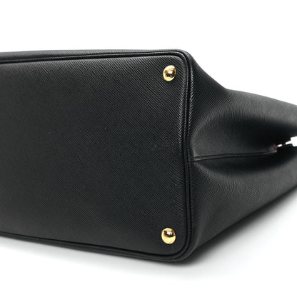 Prada Saffiano Cuir Large Double Bag Black Fuoco 9 of 11