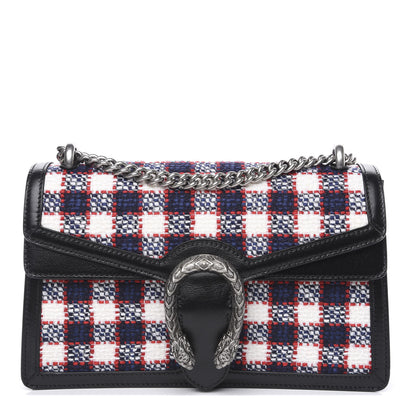Gucci Vintage Tweed Check Small Dionysus Shoulder Bag White Hibiscus Red Marine 1 of 10