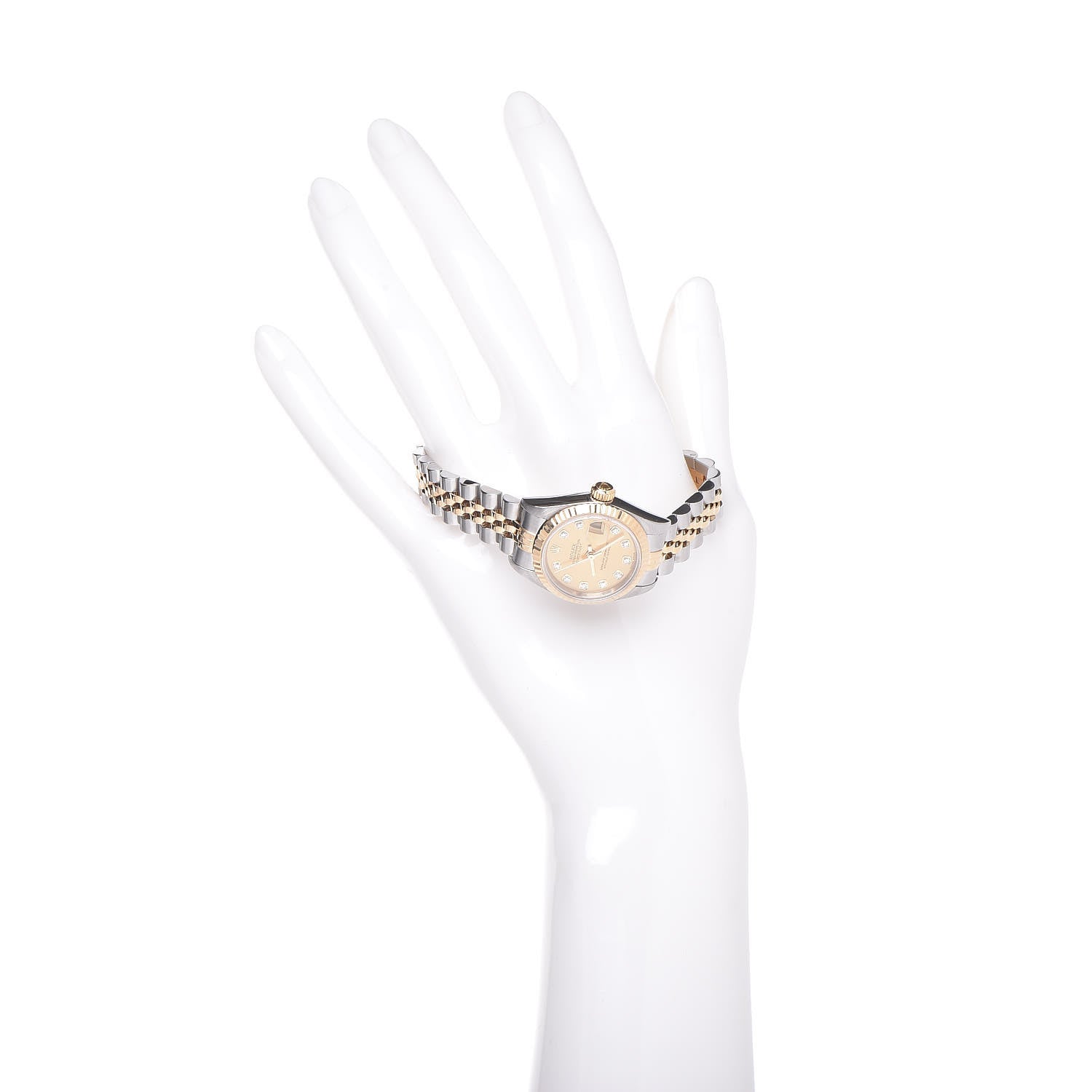 Rolex Stainless Steel 18K Yellow Gold Diamond 26mm Oyster Perpetual Datejust Watch Champagne 79173 4 of 15