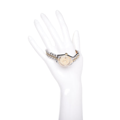Rolex Stainless Steel 18K Yellow Gold Diamond 26mm Oyster Perpetual Datejust Watch Champagne 79173 4 of 15