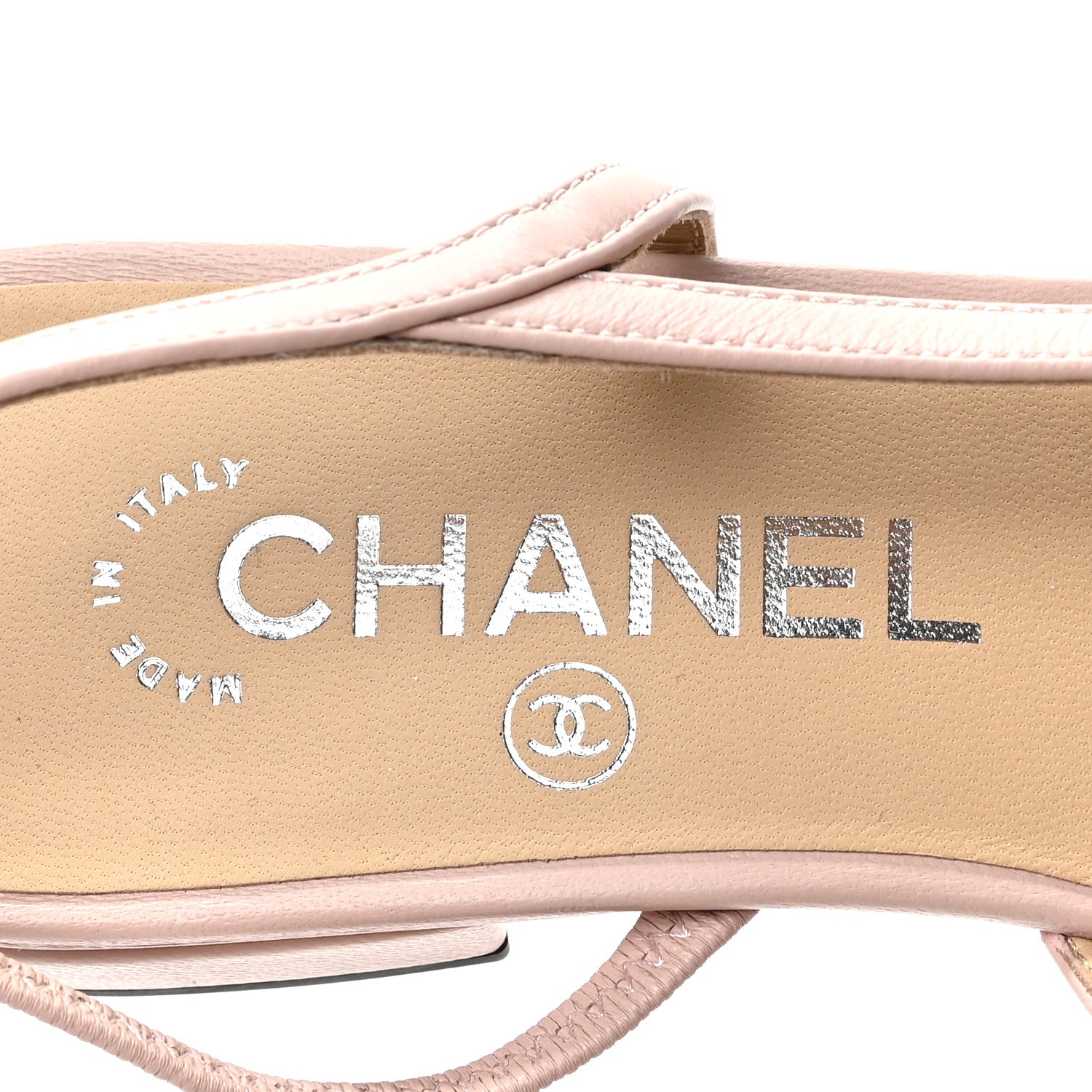 Chanel Lambskin Grosgrain Cap Toe CC Slingback Flats 36.5 Light Pink Black 7 of 8