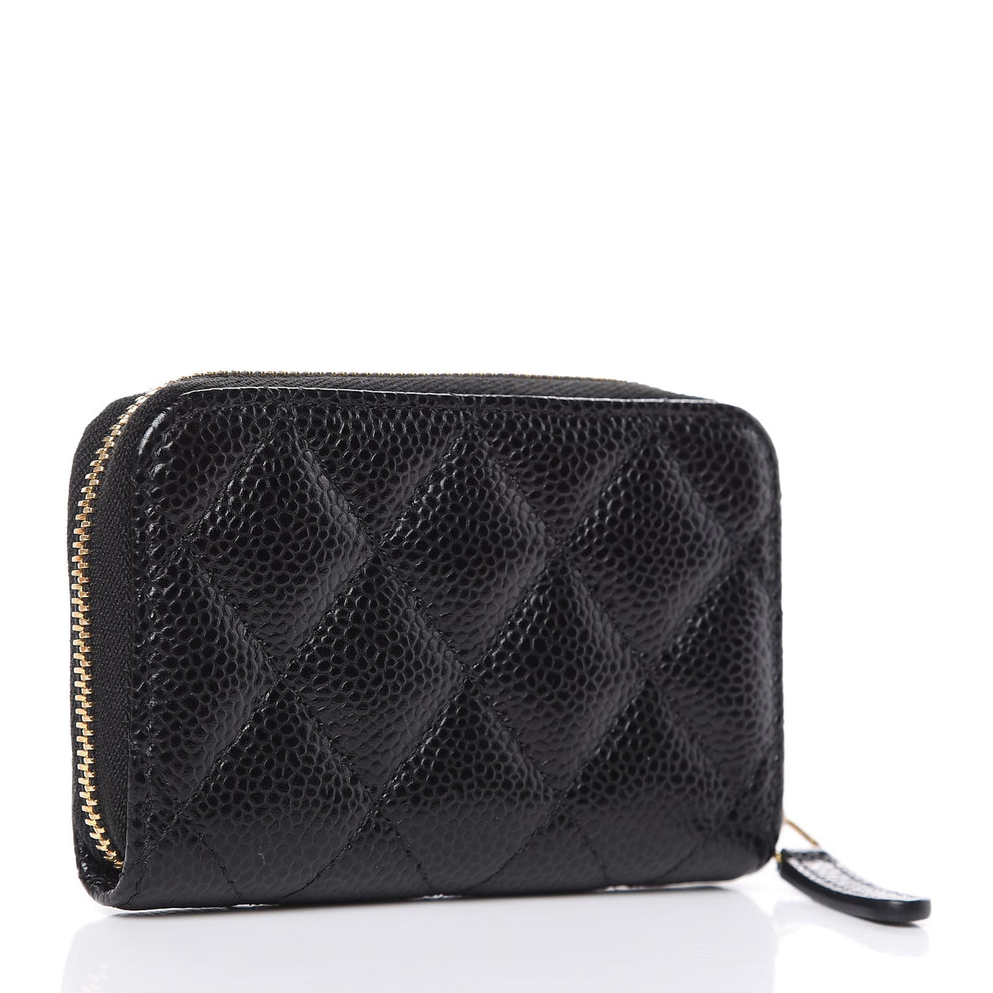 Caviar Quilted Zip Coin Purse Black