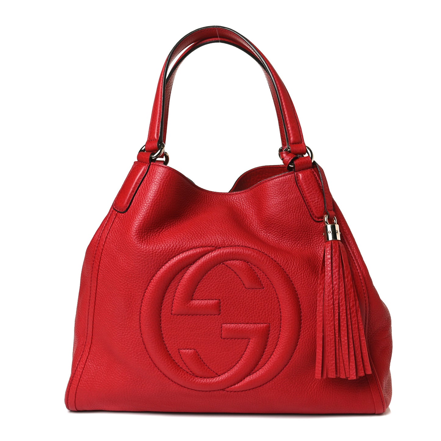 Pebbled Calfskin Medium Soho Shoulder Bag Red