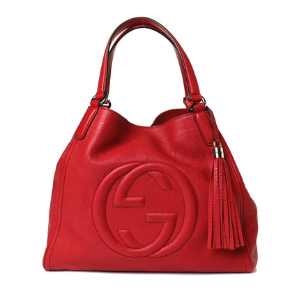 Gucci Pebbled Calfskin Medium Soho Shoulder Bag Red 1 of 21