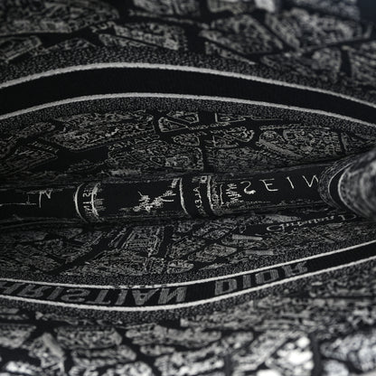 Christian Dior Canvas Embroidered Large Plan De Paris Book Tote Black White 4 of 9